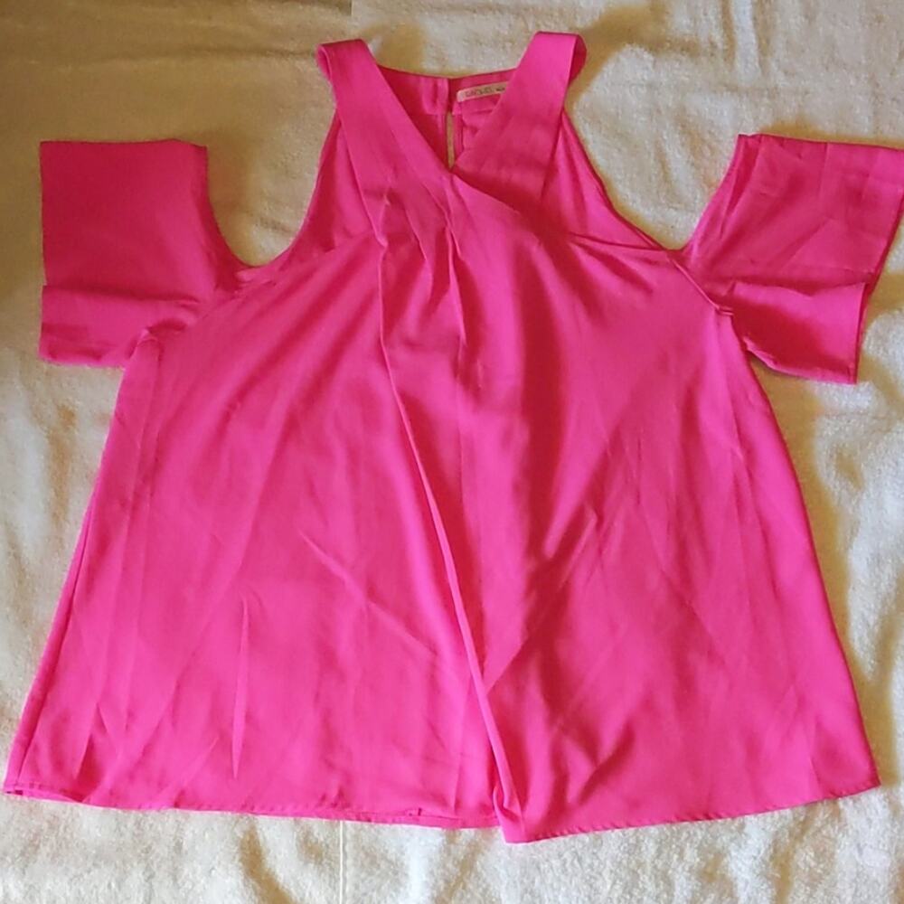 Rachel Roy Hot Pink Cold Shoulder Top 16W
